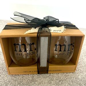 Mr. And Mrs. Stemless wine tumblers!! Great for any new couple
